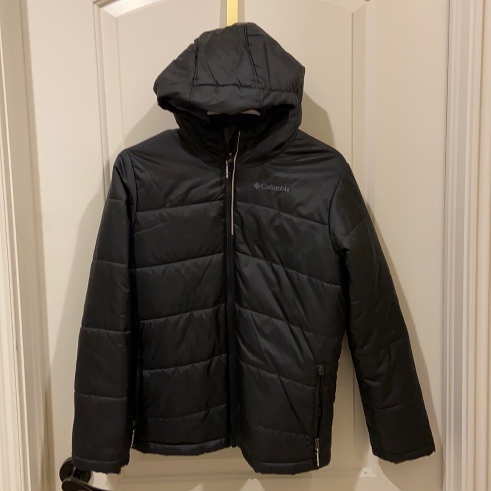 Boys Columbia Black Ski Jacket with hood EXC